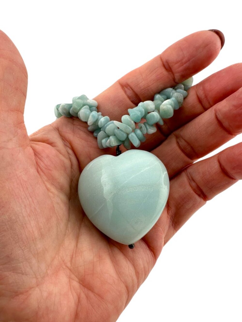 JTV Amazonite Heart Necklace Double Strand Gemstone Statement Pendant 18-20" - Picture 6 of 12